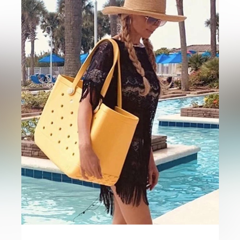 Rubber Beach Bag Waterproof Large Beach Tote Washable Open Tote Durable Travel